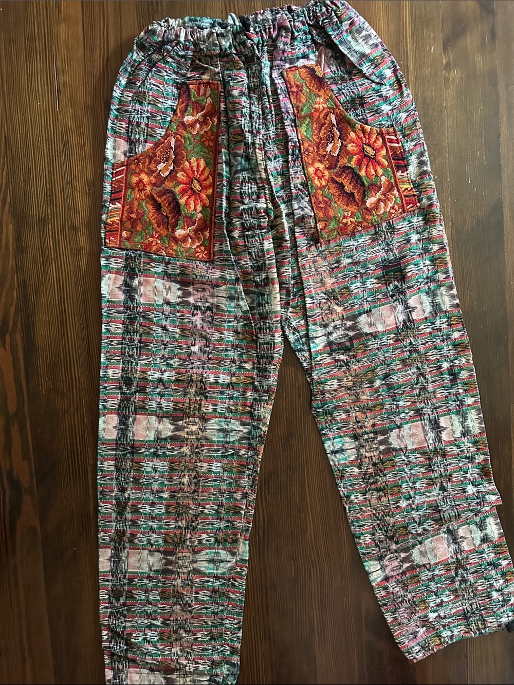 Boho Patchwork Floral Pocket Harem Pants - Multicolor